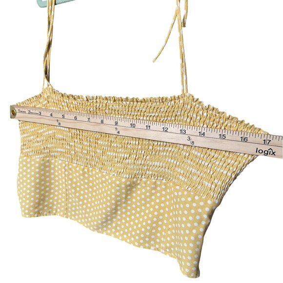 NWT ZARA Yellow Dot Crop Top Size L - Picture 9 of 10